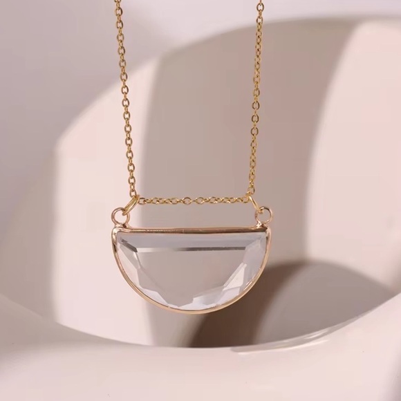 Anthropologie Jewelry - Anthropologie Gold Clear Half-Moon Necklace